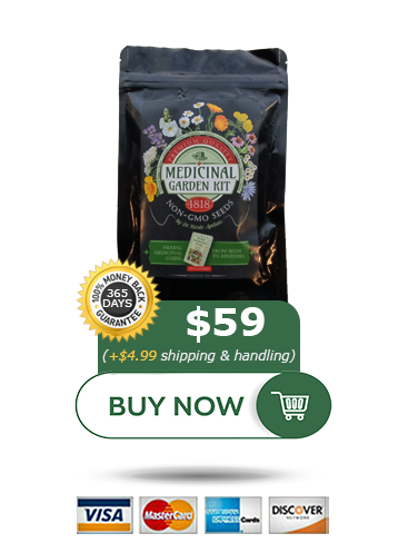 Medicinal Garden Kit with non-GMO herb seeds and 365 day money back guarantee