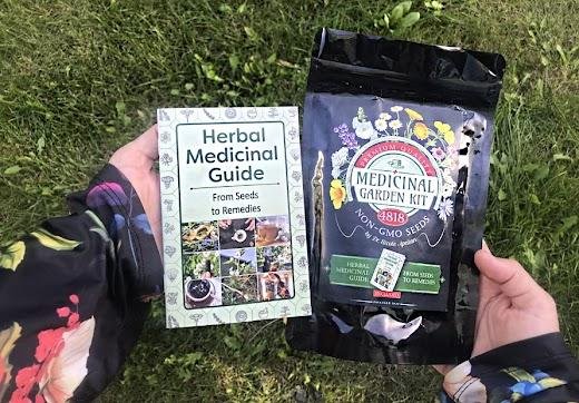 Medicinal Garden Kit seeds package with Herbal Medicinal Guide for growing natural remedies at home