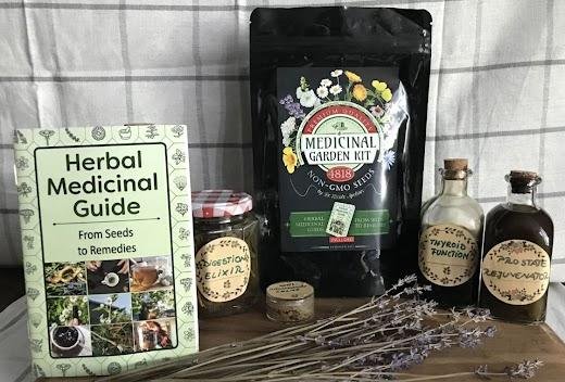 Medicinal Garden Kit with herbal medicine guide and seeds for growing natural remedies